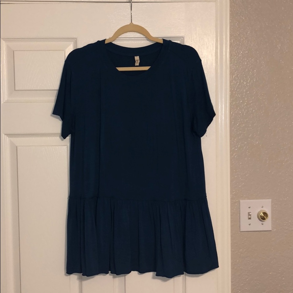 Blue smocked top